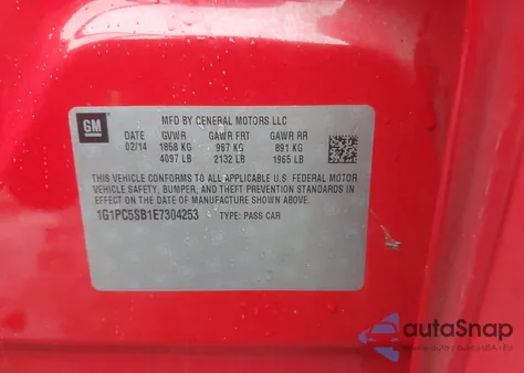 2014 Chevrolet Cruze 1Lt Auto z USA, uszkodzony, nr VIN 1G1PC5SB1E7304253